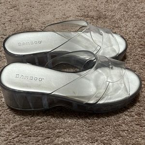 Cute and trendy, clear platform jelly shoes. Bamboo from Forever 21, size 10.